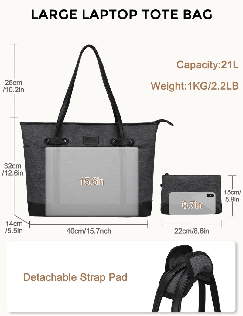 RAVUO Laptop Bag for Women, Water Resistant 15.6 Inch Computer Handbag Business Purse Teacher Bag With Portable Small Pouch - Image 2